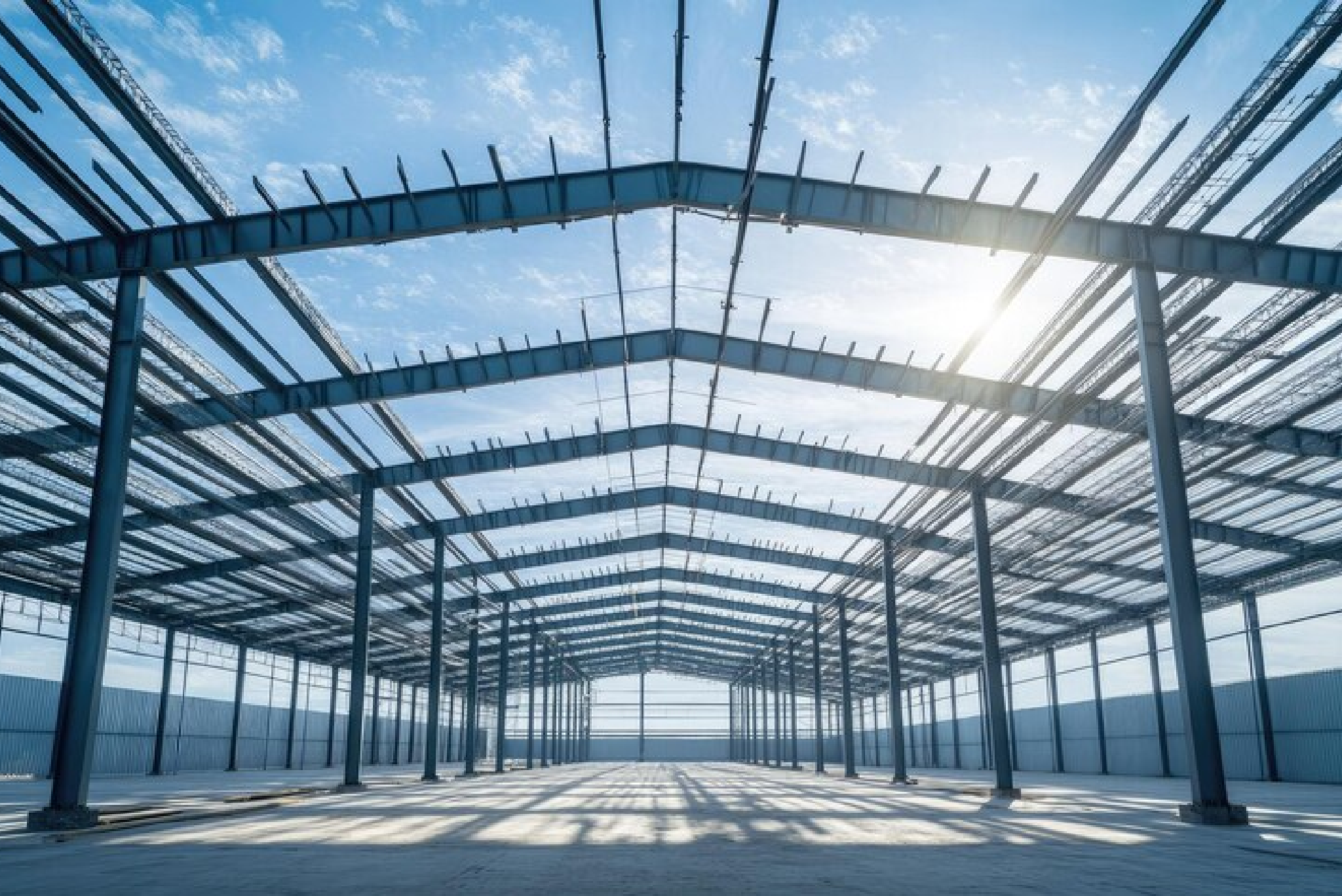 Steel truss girder rooftop construction Steel truss girder rooftop construction